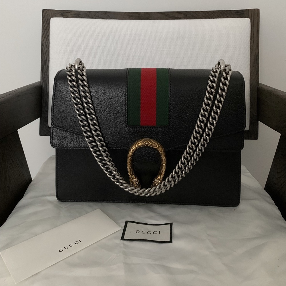 Gucci Dionysus Black Leather Bag Large